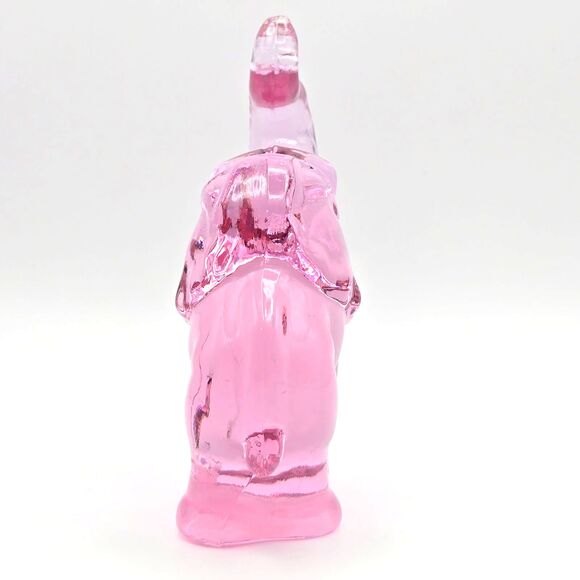 Lenox Fenton Pink Glass Small Elephant Figurine Raised Trunk Signed 4.75" - Picture 2 of 6